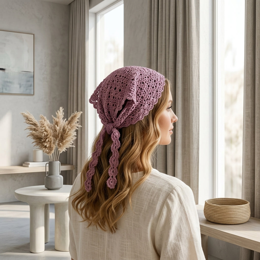 Lacy Kerchief Headband | Easy Crochet Pattern PDF