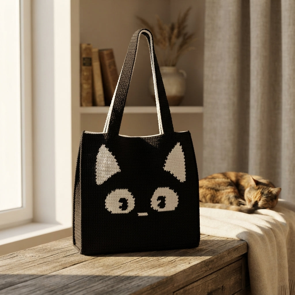 Black Cat Tote | Crochet Pattern PDF
