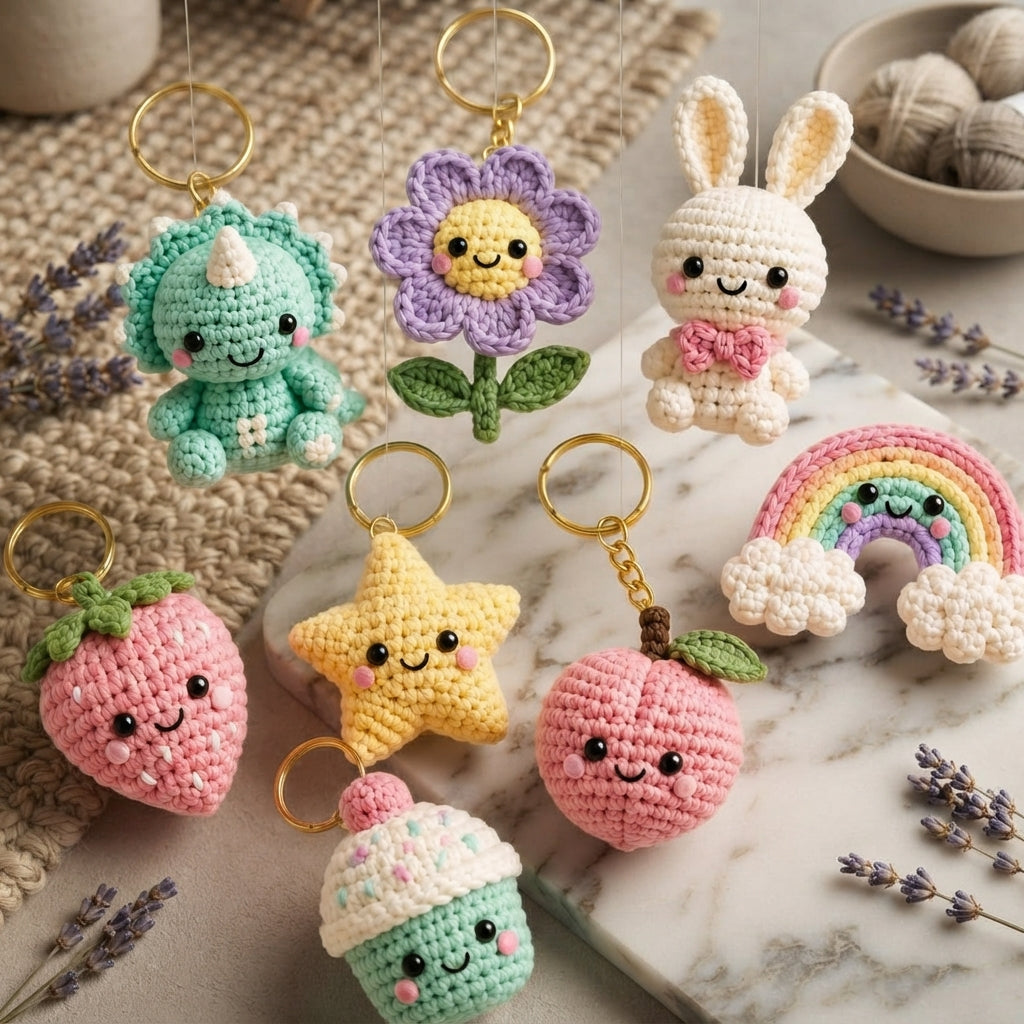 Mega 8 Crochet Keychain Patterns | PDF Bundle