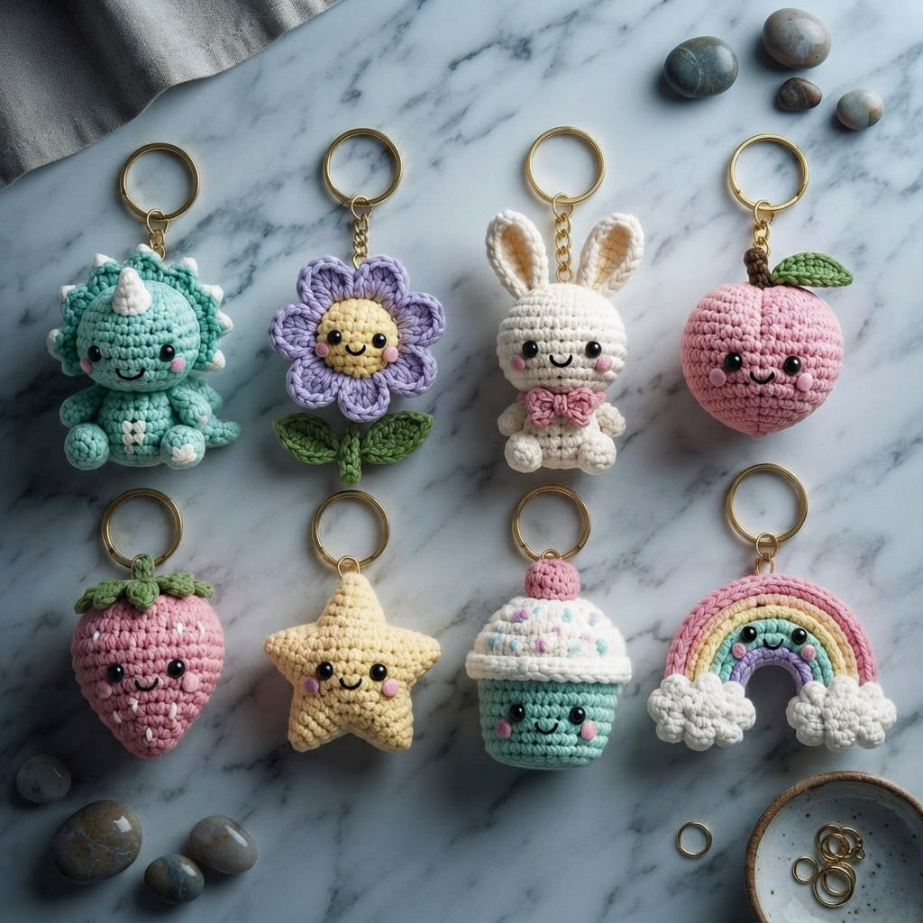 Mega 8 Crochet Keychain Patterns | PDF Bundle