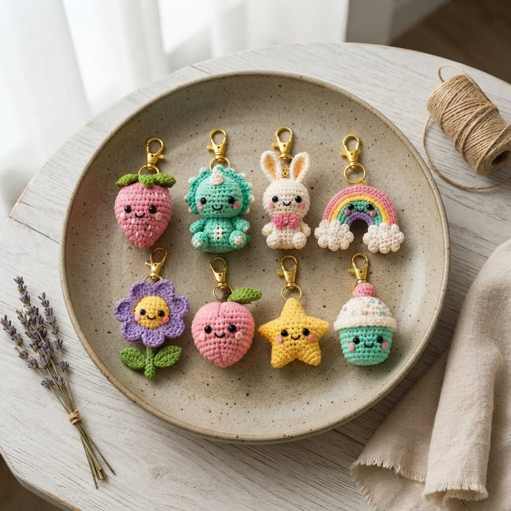 Mega 8 Crochet Keychain Patterns | PDF Bundle
