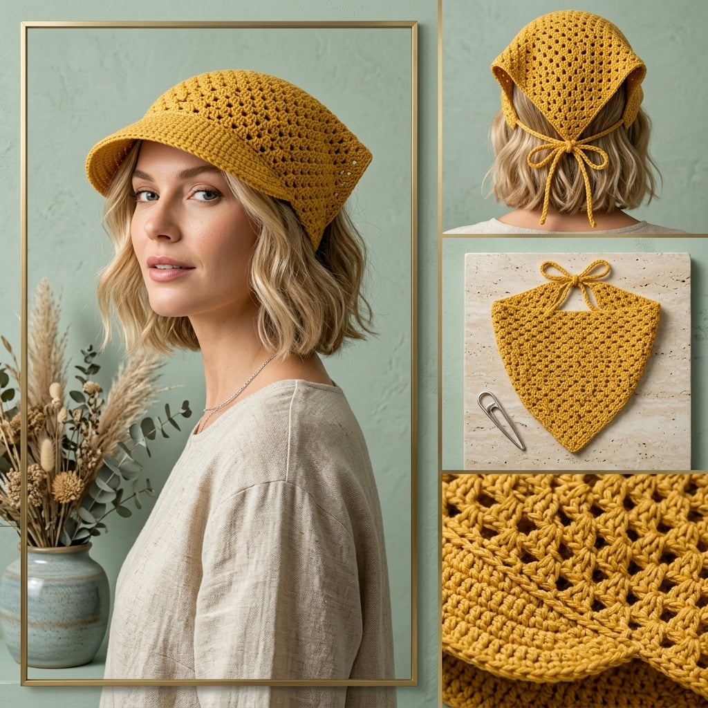 Mesh Sun Visor Bandana | Crochet Pattern PDF