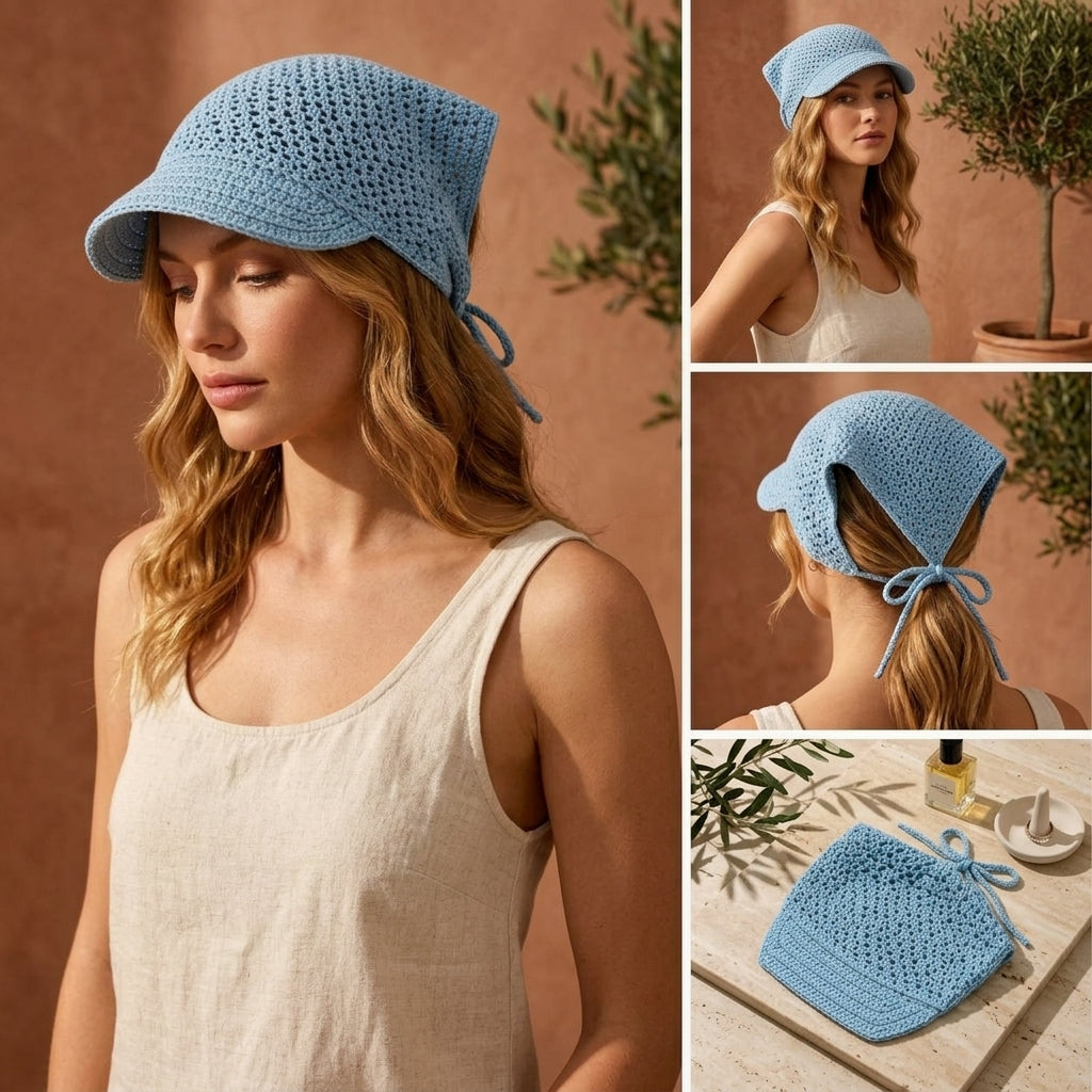 Mesh Sun Visor Bandana | Crochet Pattern PDF