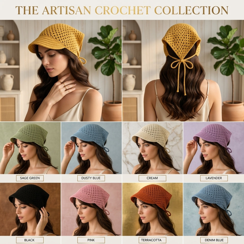 Mesh Sun Visor Bandana | Crochet Pattern PDF