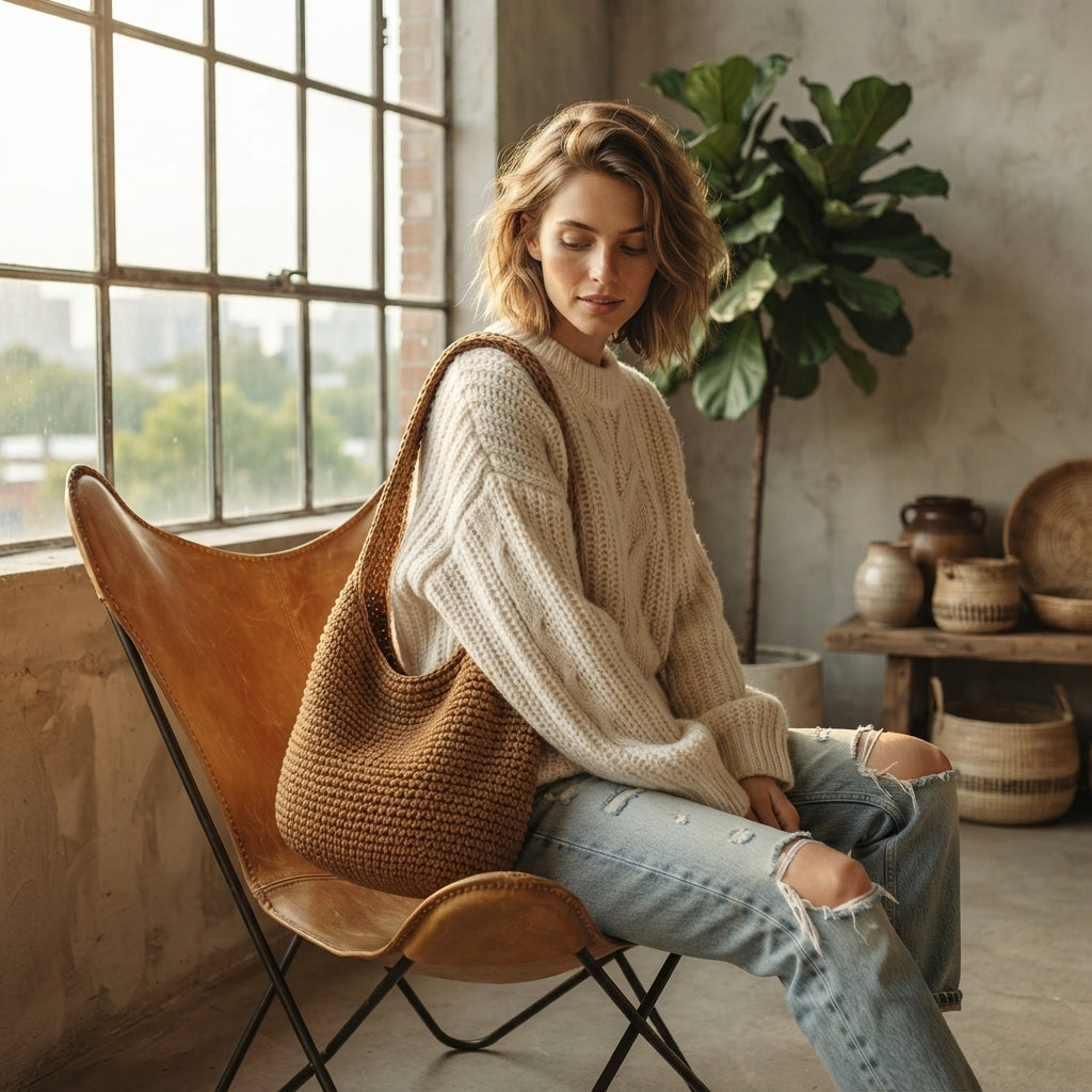Shoulder Bag Boho Market Bag | Crochet Pattern PDF