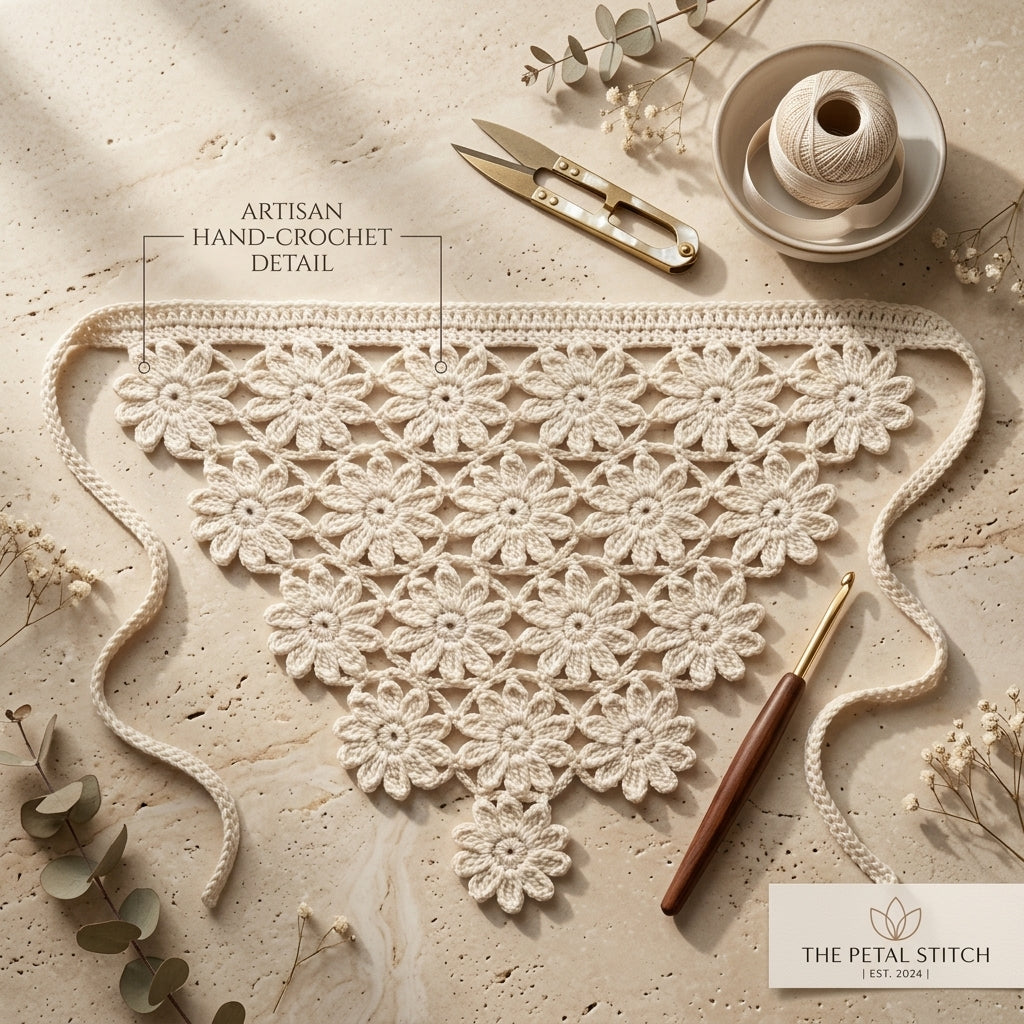 Cottagecore Daisy Floral Bandana | Crochet Pattern PDF