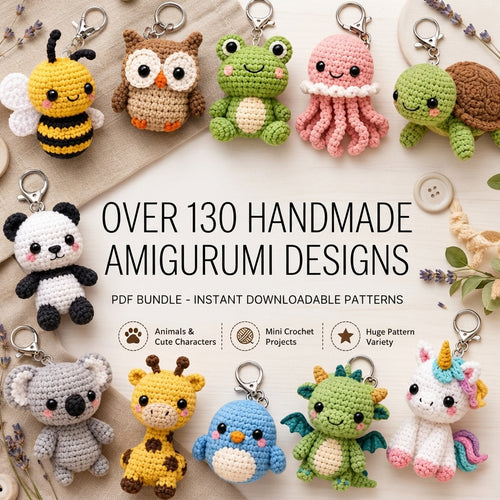 130+ Adorable Keychain Patterns | Crochet PDF Set