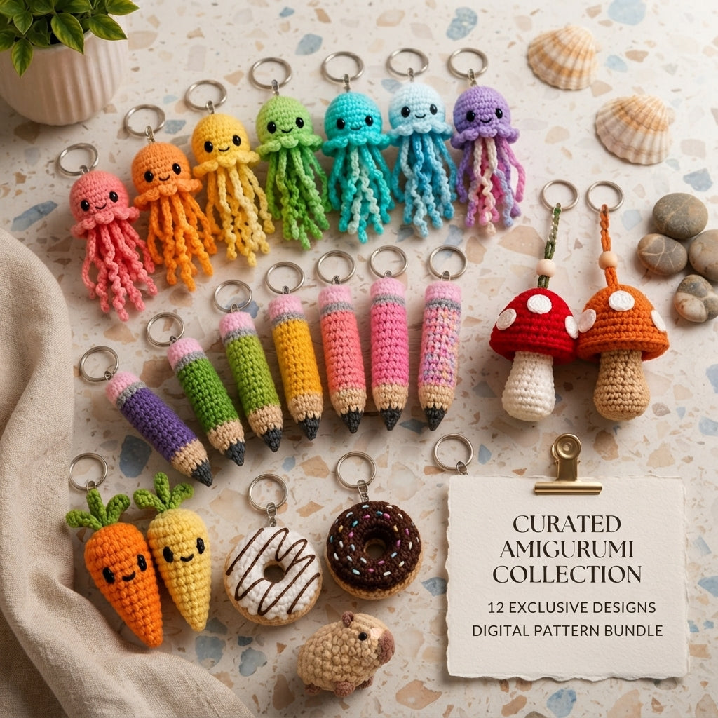 Mega 6 Crochet Keychain Patterns | PDF Bundle