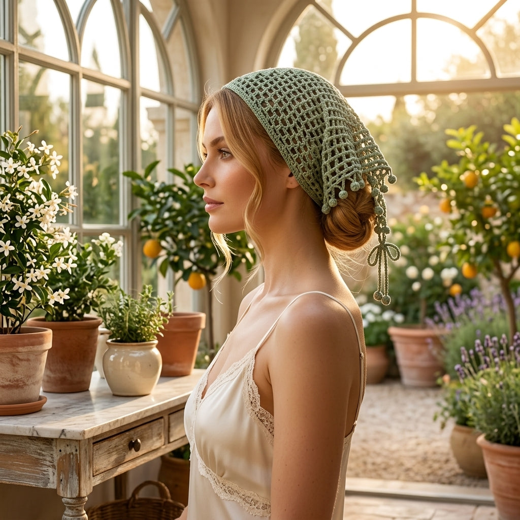 Lace Mesh Head Scarf | Beginner Crochet Pattern PDF