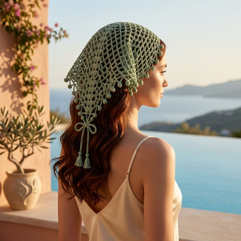 Lace Mesh Head Scarf | Beginner Crochet Pattern PDF