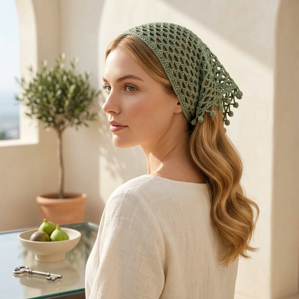 Lace Mesh Head Scarf | Beginner Crochet Pattern PDF