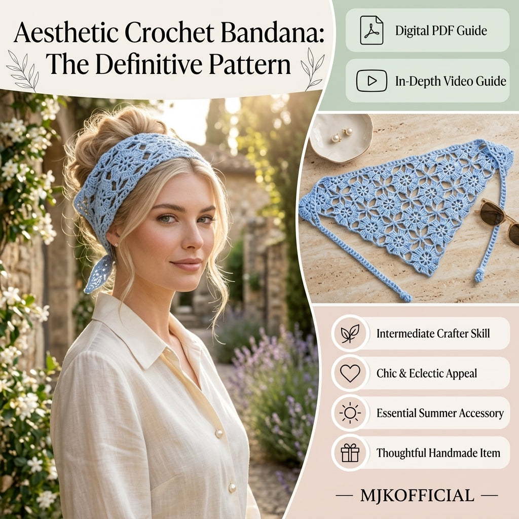 Boho Granny Square Kerchief | Summer Crochet Pattern PDF