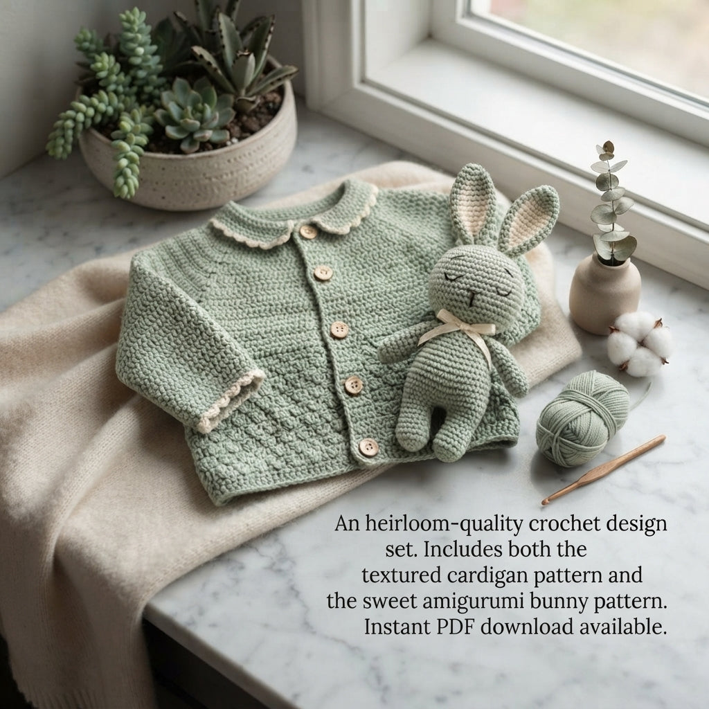 Cardigan Bunny Set Baby Cardigan | Crochet Pattern PDF