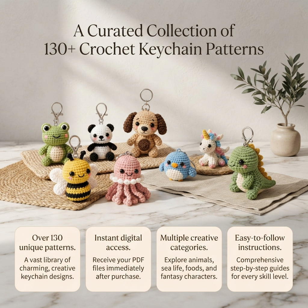 130+ Adorable Keychain Patterns | Crochet PDF Set