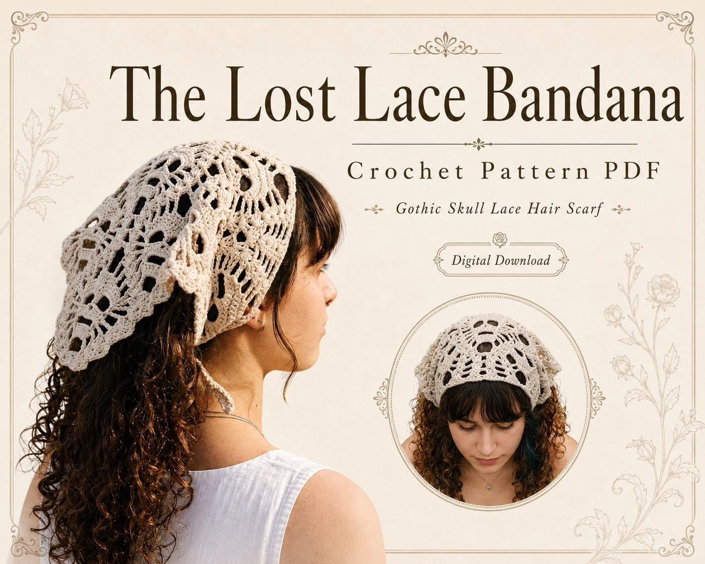Skull Mesh Bandana | Goth Crochet Pattern PDF