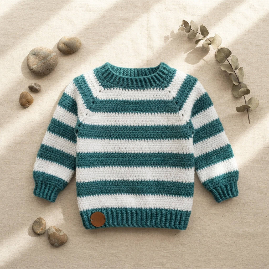 Sweater Modern Stripe Baby Pullover | Crochet Pattern PDF