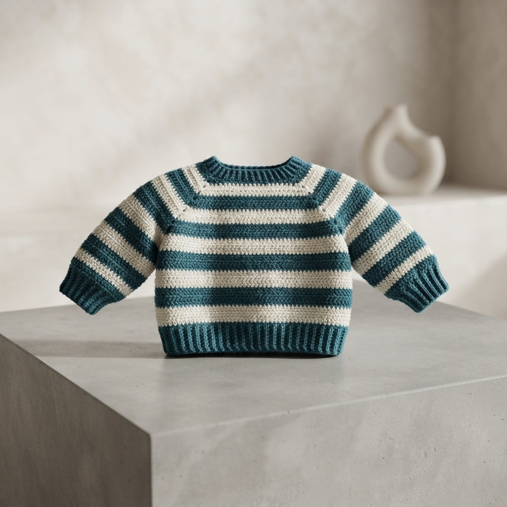 Sweater Modern Stripe Baby Pullover | Crochet Pattern PDF