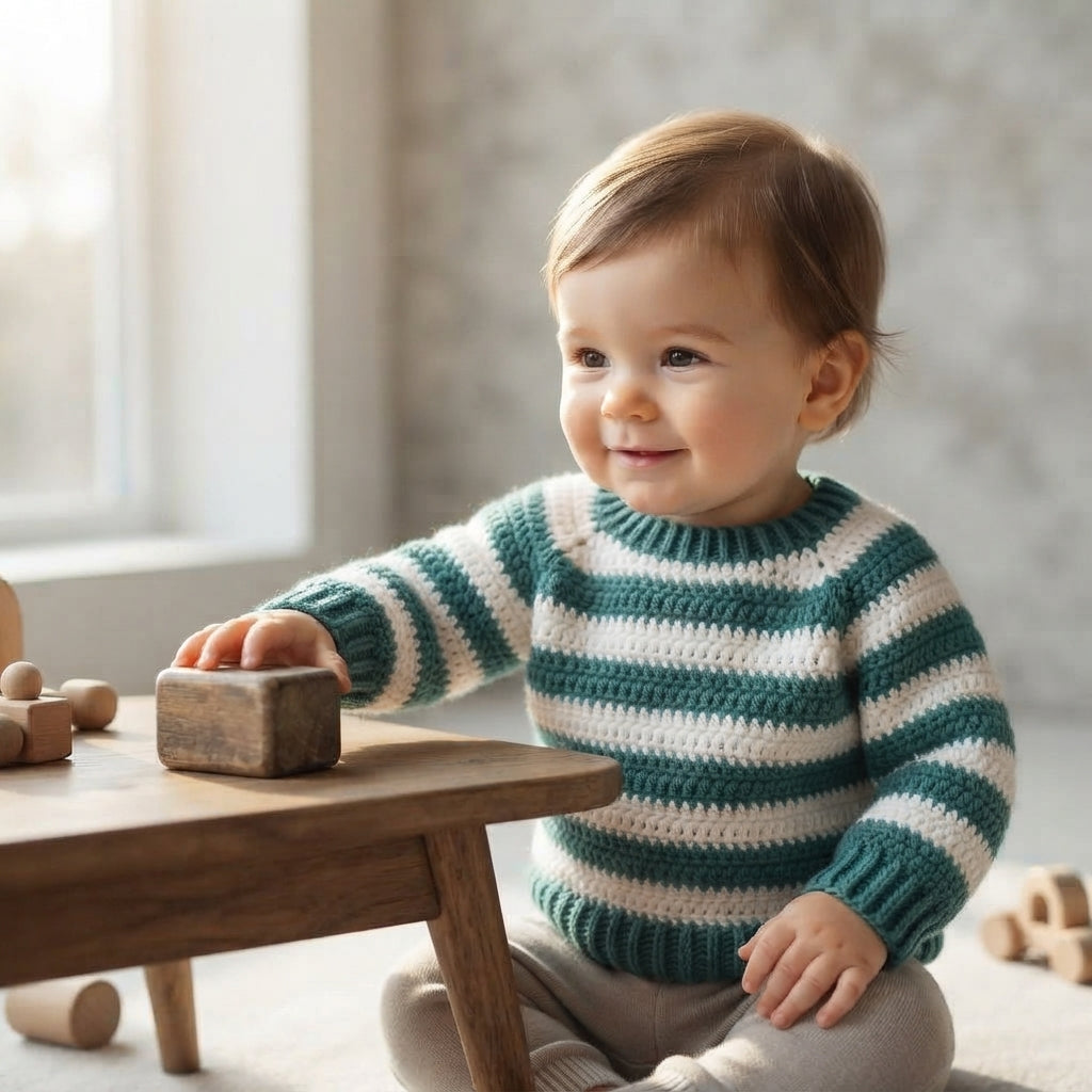 Sweater Modern Stripe Baby Pullover | Crochet Pattern PDF