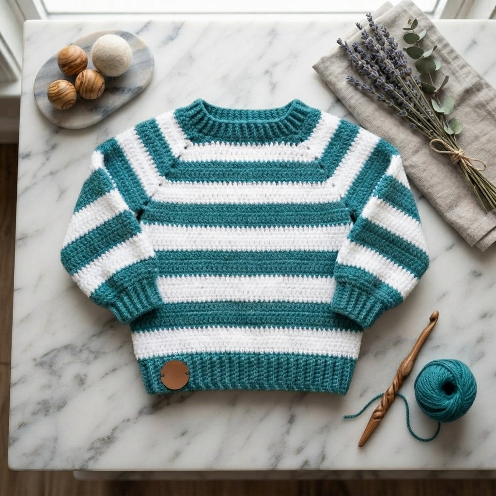 Sweater Modern Stripe Baby Pullover | Crochet Pattern PDF