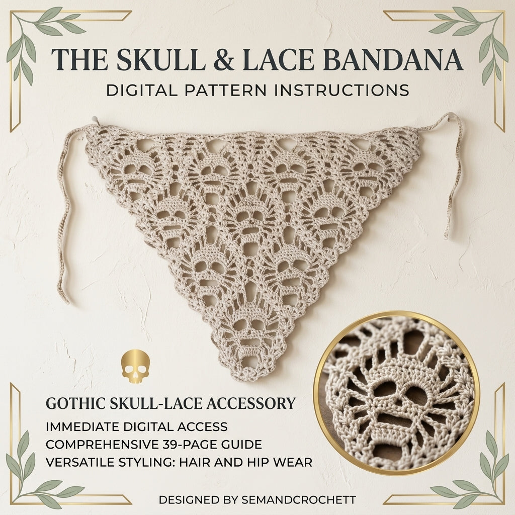 Skull Mesh Bandana | Goth Crochet Pattern PDF