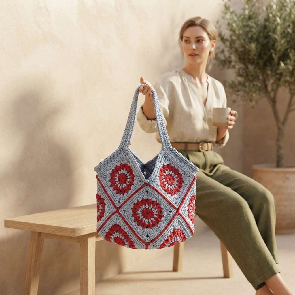 Market Bag Granny Square Tote | Crochet Pattern PDF