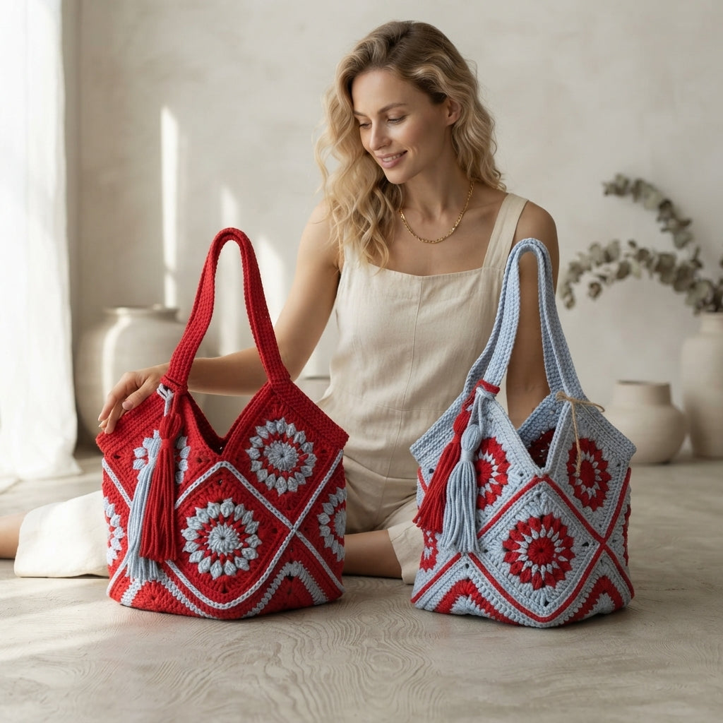 Market Bag Granny Square Tote | Crochet Pattern PDF