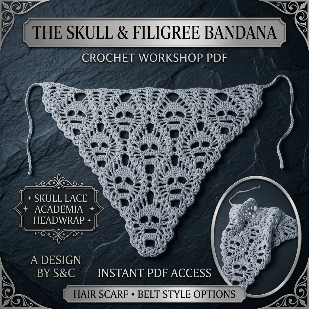 Skull Mesh Bandana | Goth Crochet Pattern PDF