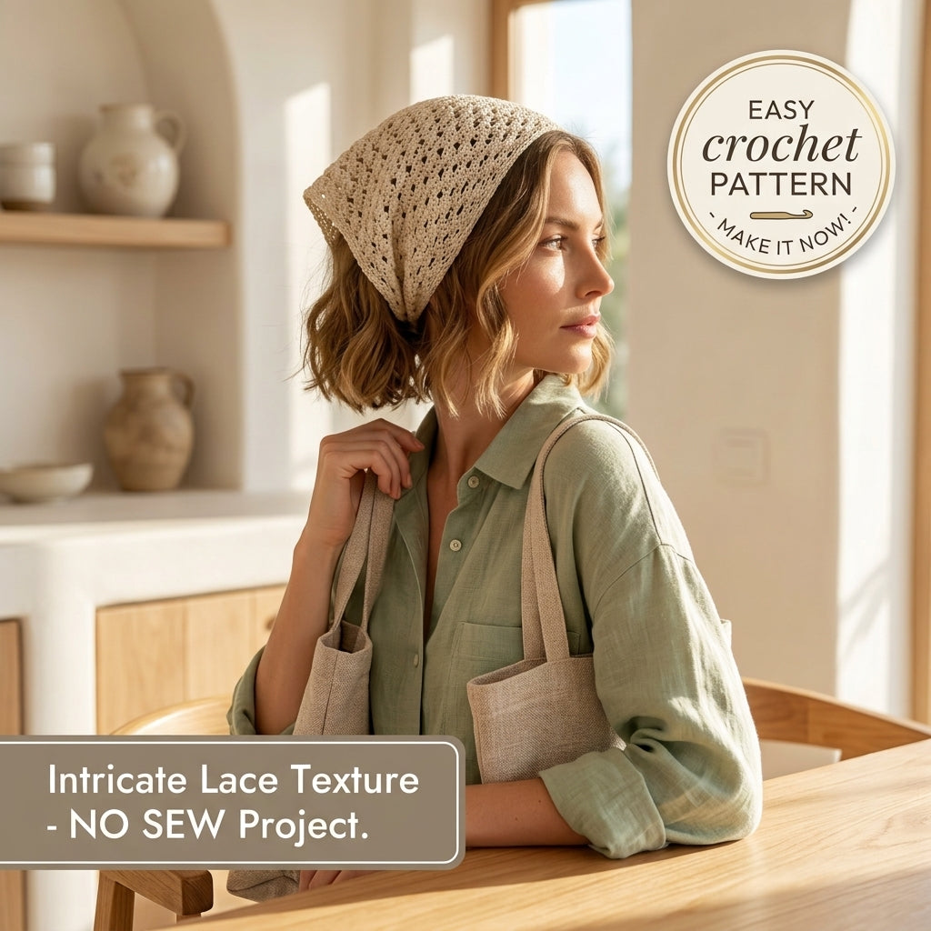 No-Sew Boho Hair Scarf | Beginner Crochet Pattern PDF