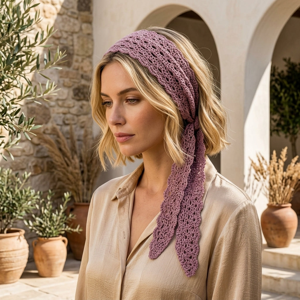 Lacy Kerchief Headband | Easy Crochet Pattern PDF