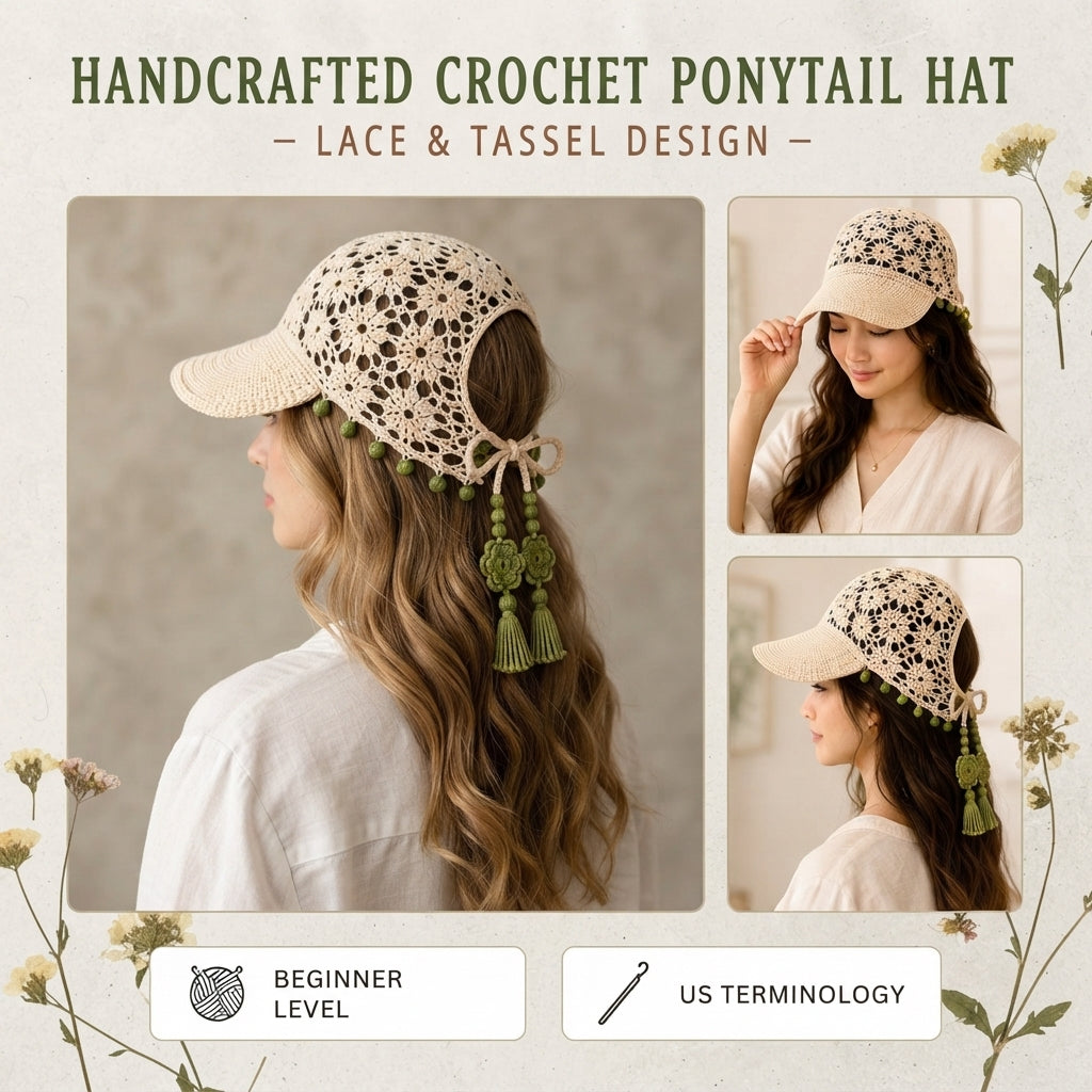 Chic Ponytail Visor | PDF Crochet Guide