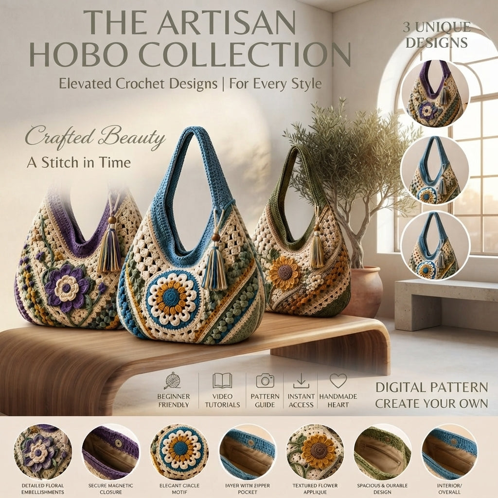 Shoulder Bag Hobo Bag Purse | Crochet Pattern PDF