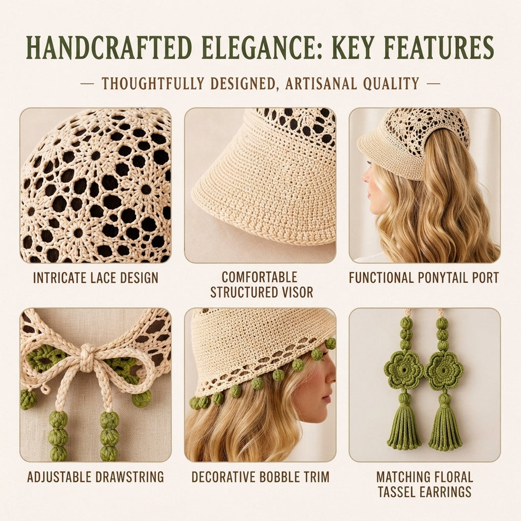 Chic Ponytail Visor | PDF Crochet Guide