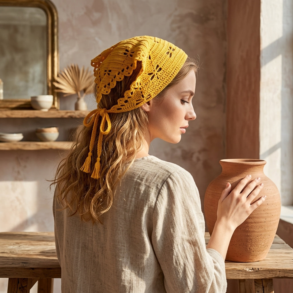 Dragonfly Stitch Headscarf | Crochet Pattern PDF