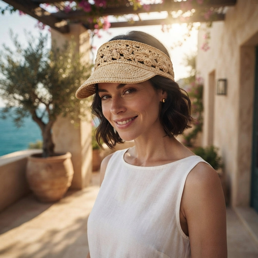 Stylish Floral Visor | Handmade Crochet PDF