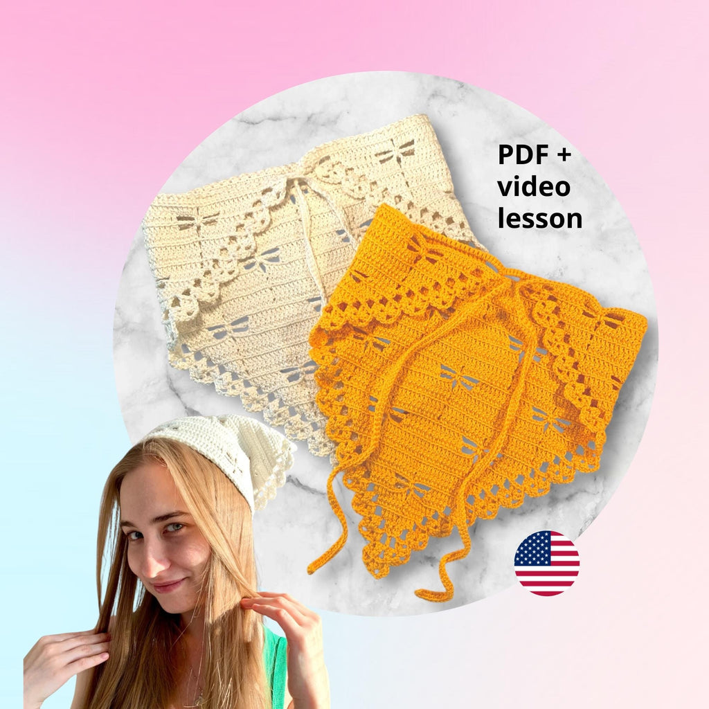 Dragonfly Stitch Headscarf | Crochet Pattern PDF