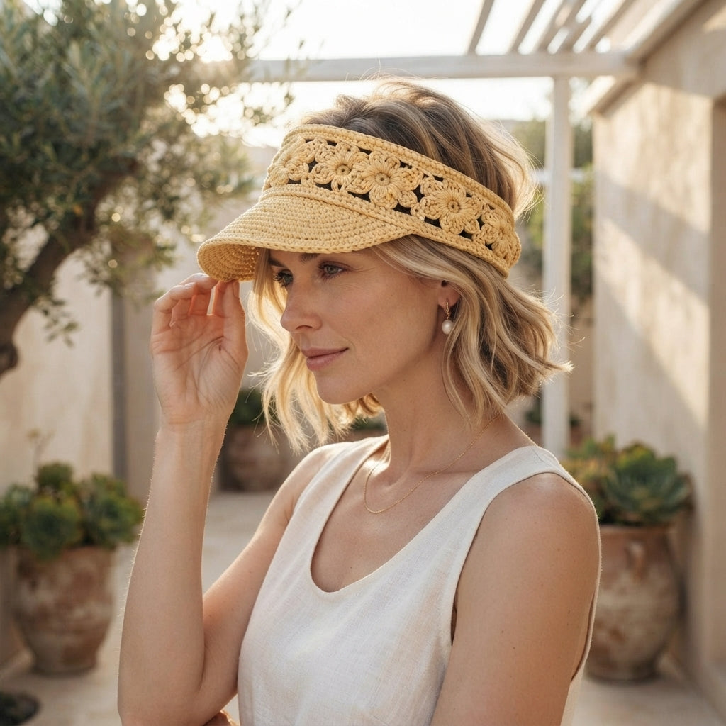 Stylish Floral Visor | Handmade Crochet PDF