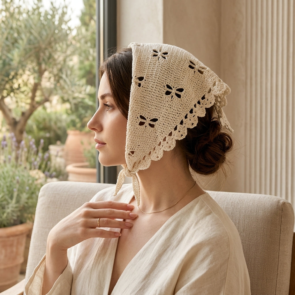 Dragonfly Stitch Headscarf | Crochet Pattern PDF