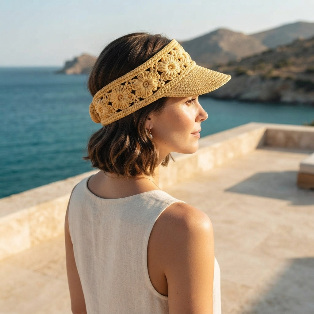 Stylish Floral Visor | Handmade Crochet PDF
