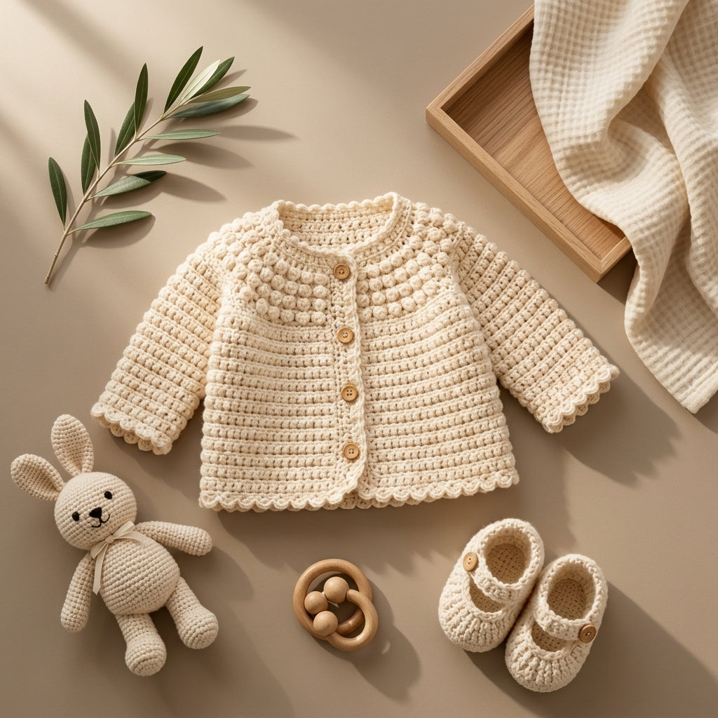 Textured Baby Cardigan | Crochet Pattern PDF