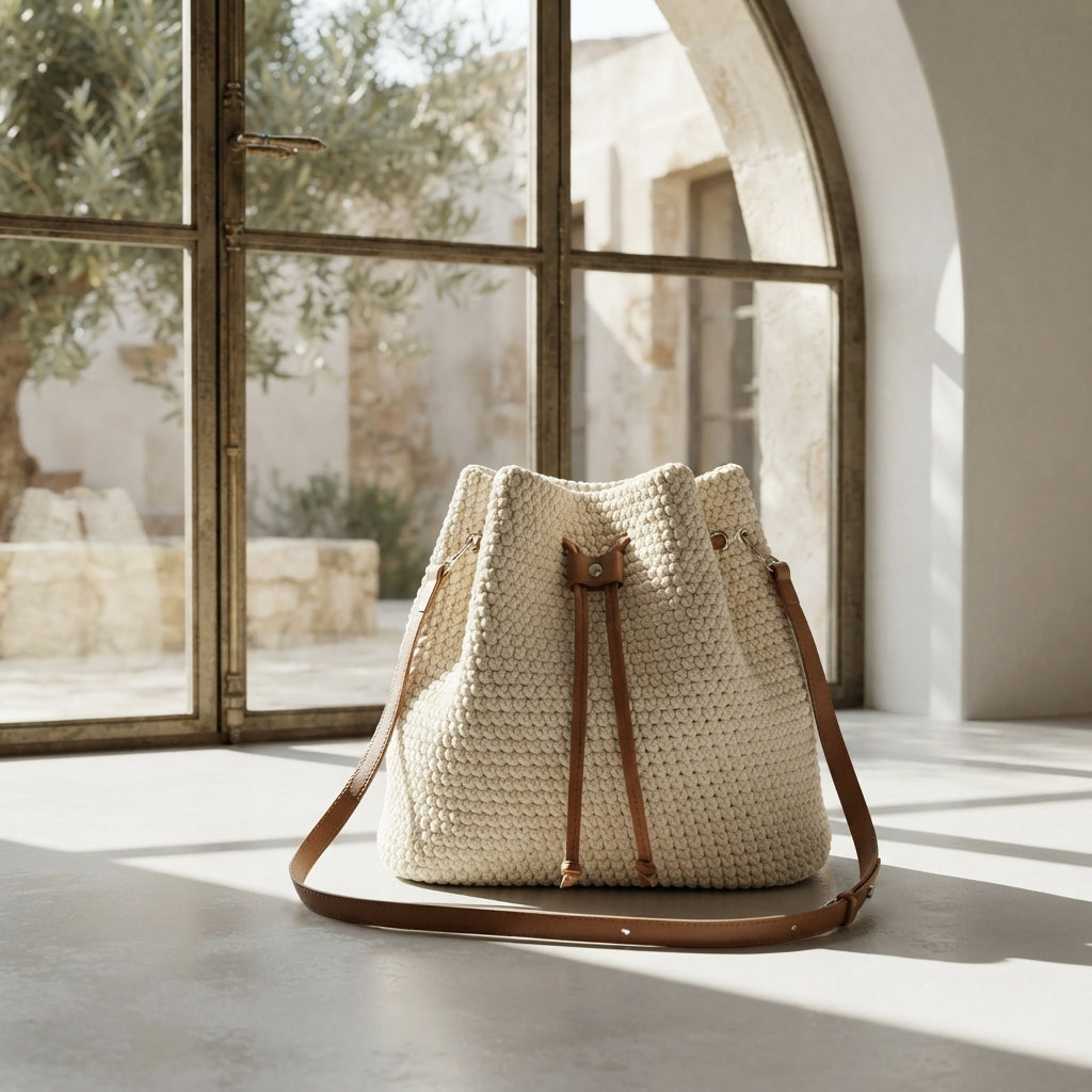 Drawstring Bag Purse Bucket Bag | Crochet Pattern PDF