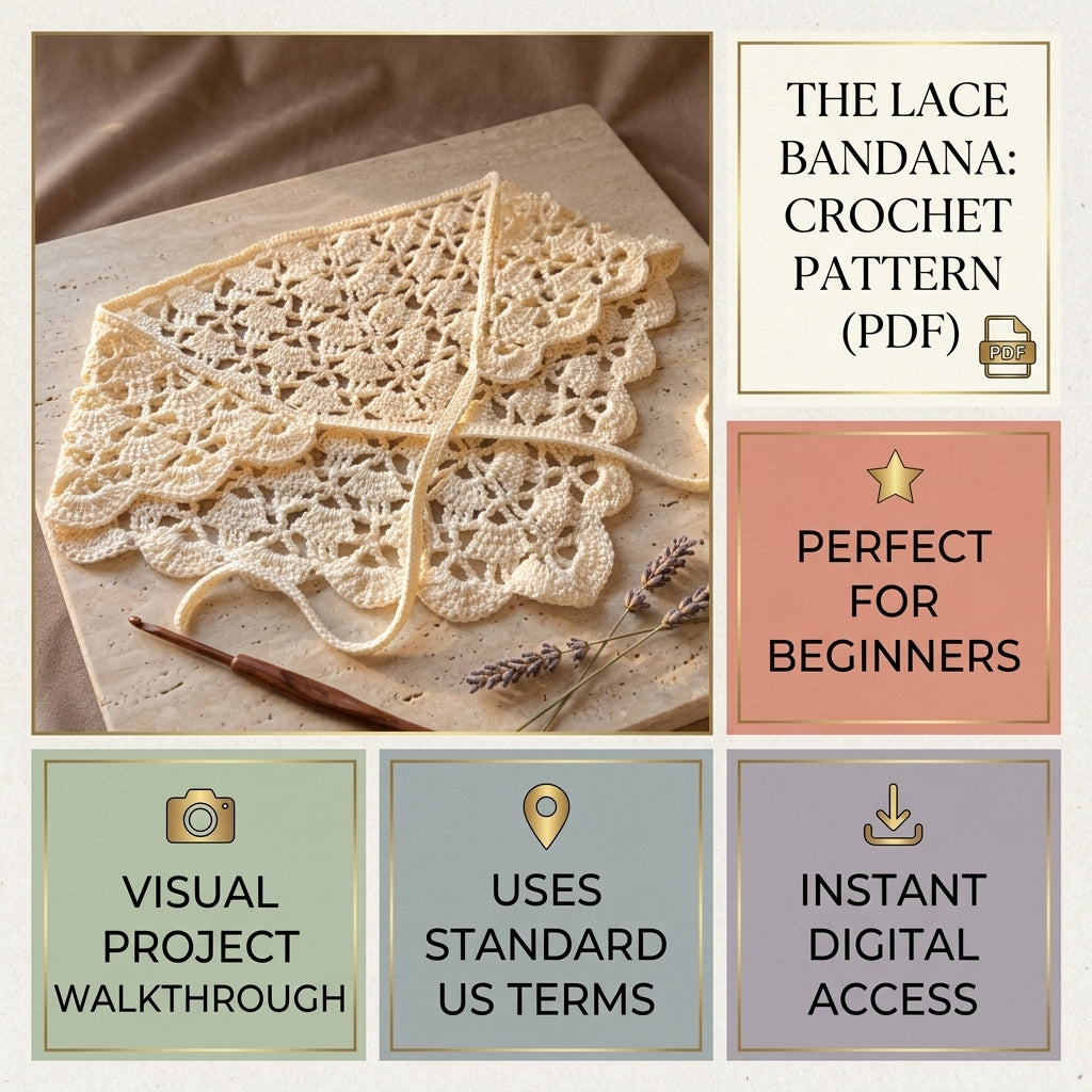 Easy Triangle Hair Bandana | Beginner Crochet Pattern PDF