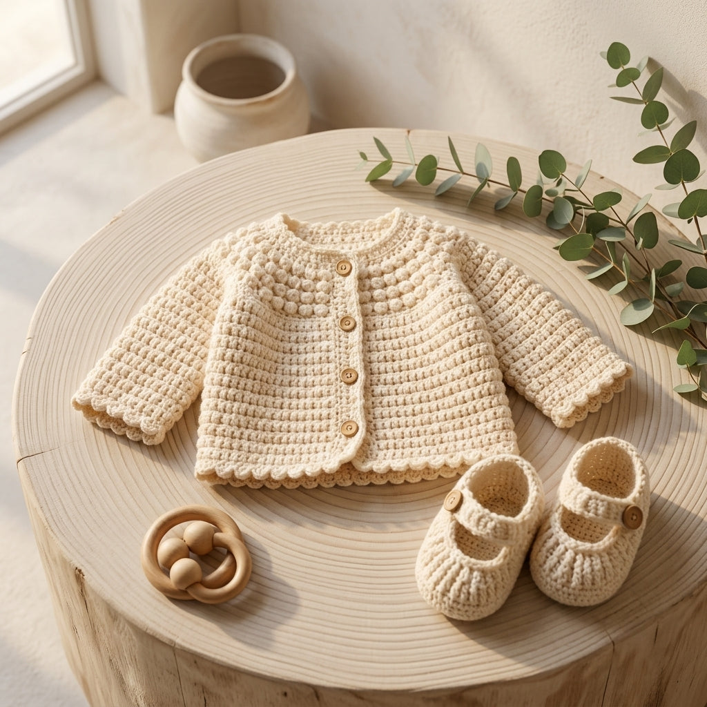 Textured Baby Cardigan | Crochet Pattern PDF