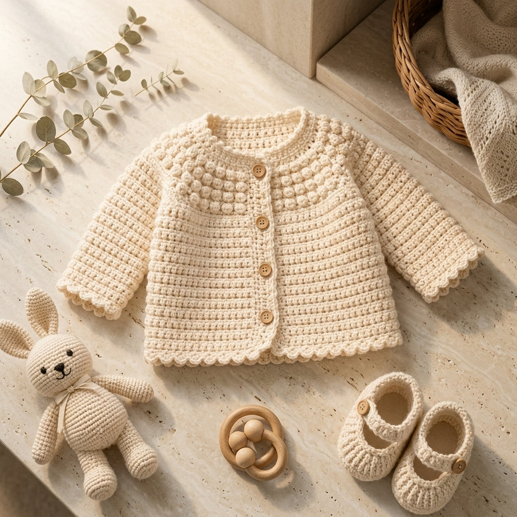 Textured Baby Cardigan | Crochet Pattern PDF