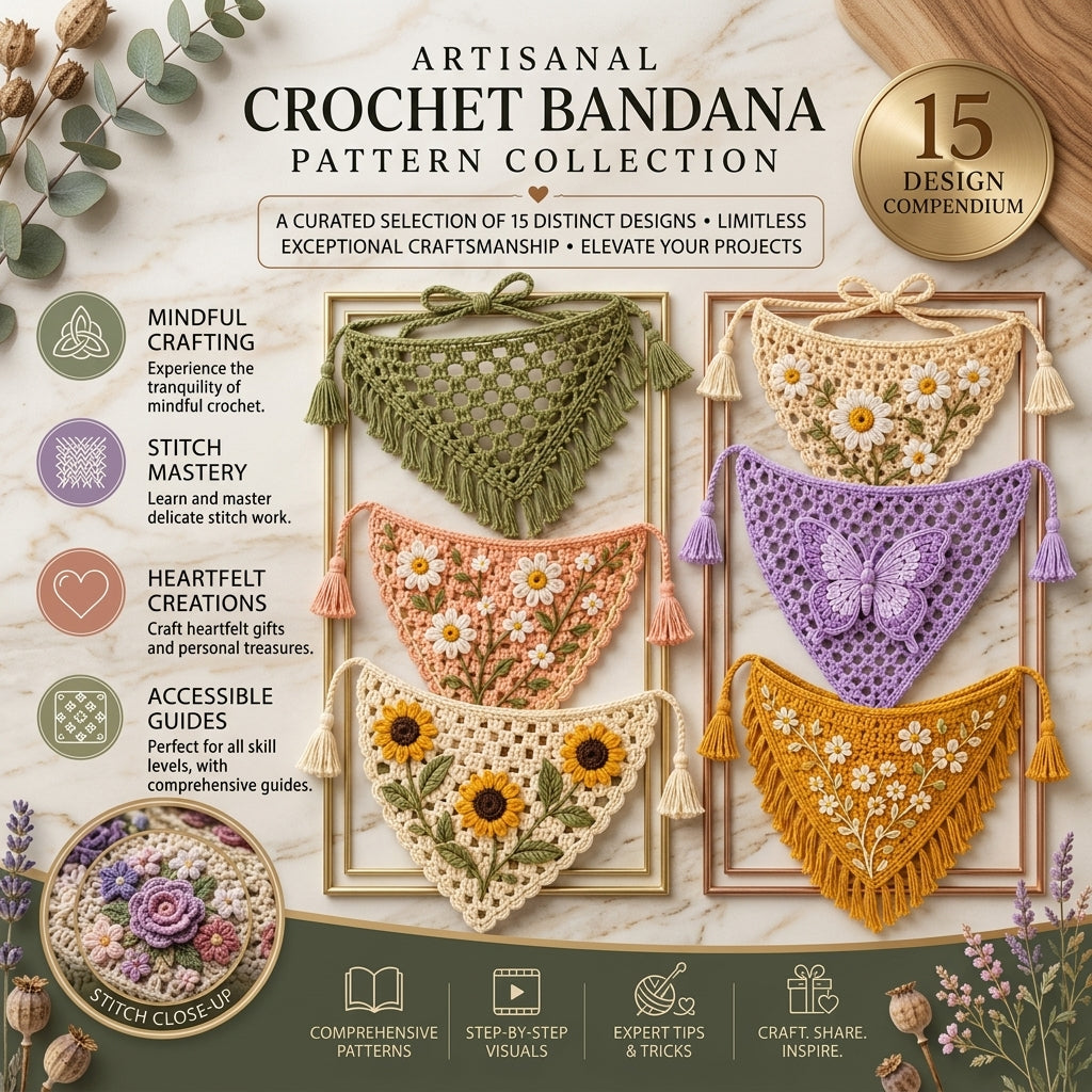 15-in-1 Boho Bandana & Dog Scarf Bundle | Crochet Pattern PDF