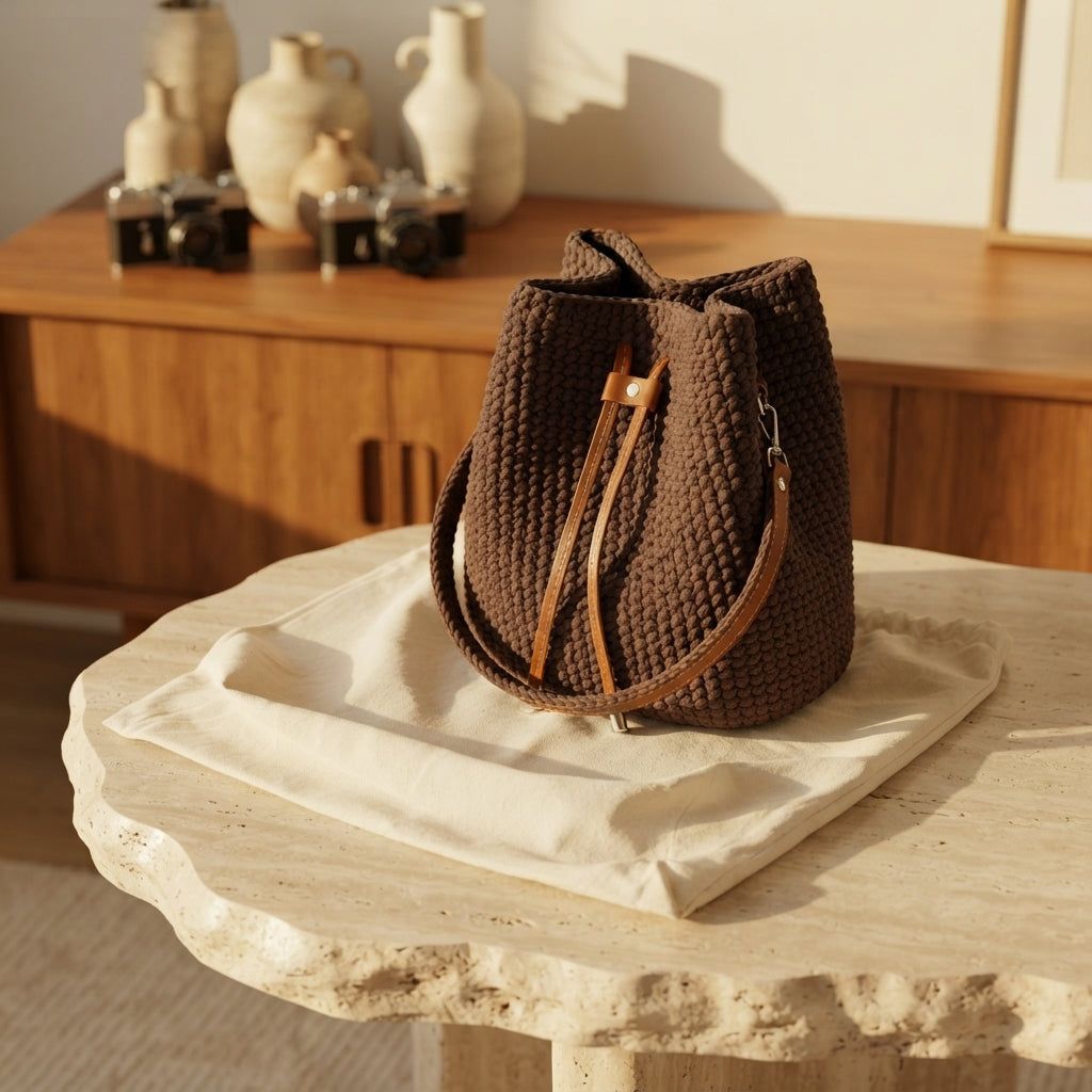 Drawstring Bag Purse Bucket Bag | Crochet Pattern PDF