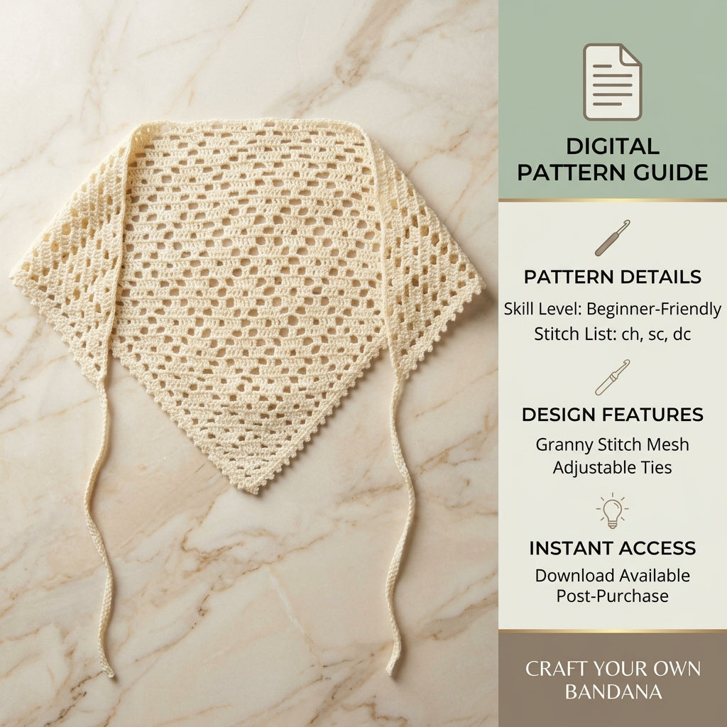 Little Diamond Stitch Headscarf | Crochet Pattern PDF