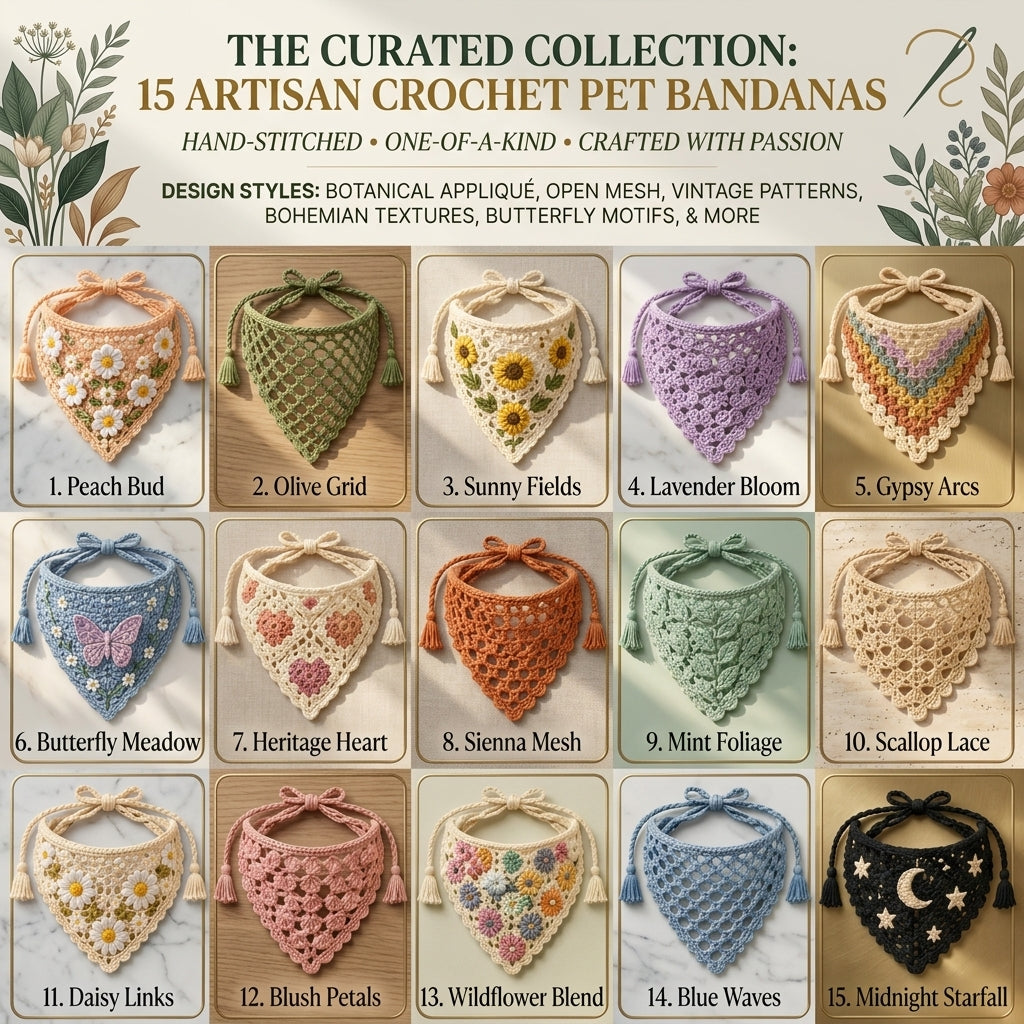 15-in-1 Boho Bandana & Dog Scarf Bundle | Crochet Pattern PDF