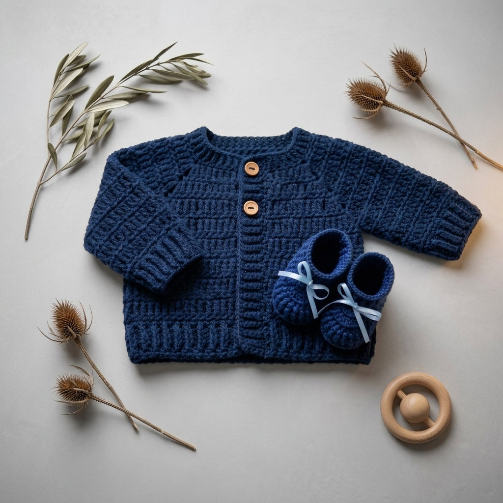 Ribbed Baby Cardigan | Crochet Pattern PDF