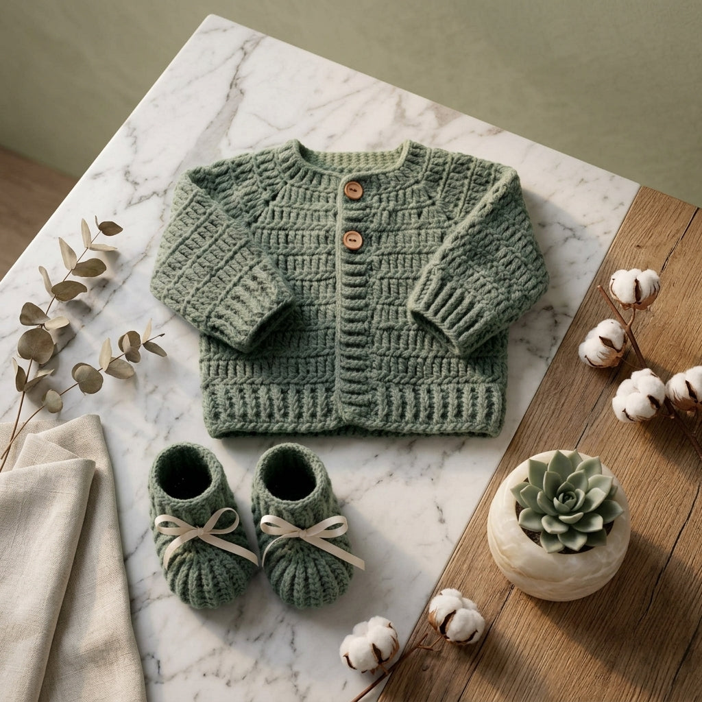 Ribbed Baby Cardigan | Crochet Pattern PDF