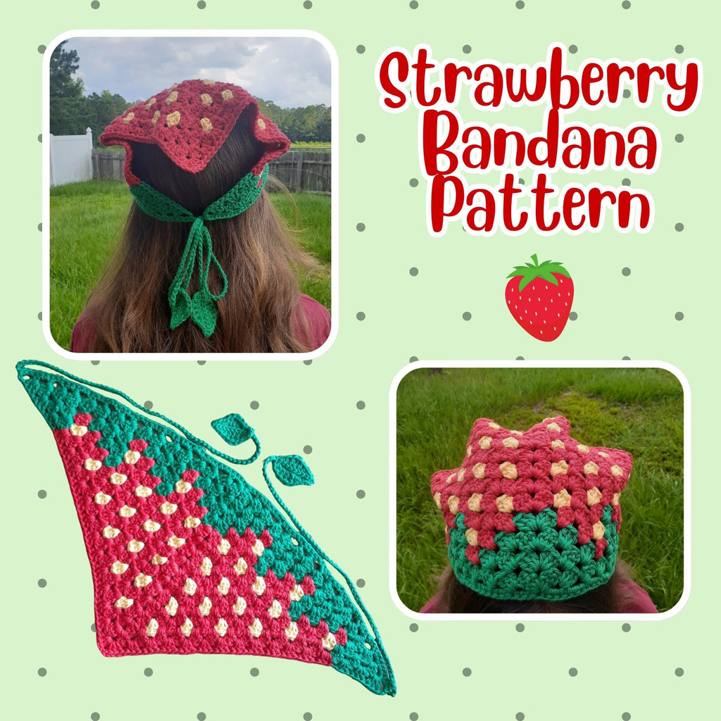Strawberry Motif Bandana | Crochet Pattern PDF